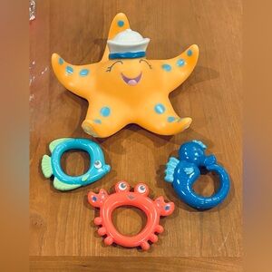 Nuby Bathtime floating Ring Toss Sea animal starfish Bath tub Toy Game pool new